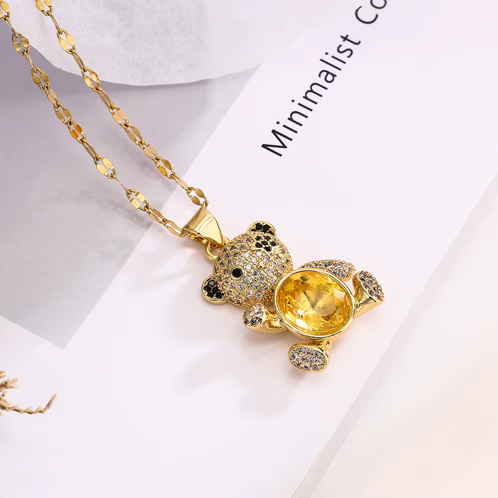 NEWBUY – colliers avec pendentif ours pour femmes, 2 styles, incrustation de Zircon brillant, couleu