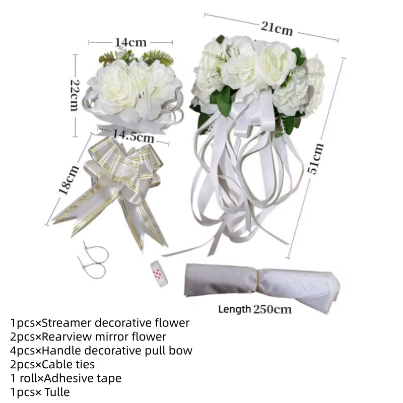 Ensemble de fleurs artificielles minimalistes blanches pour décoration de voiture de mariage, kit de