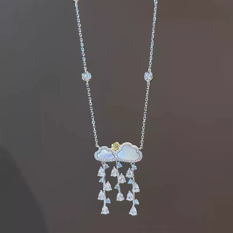 Collier de luxe de haute qualité avec pendentif exquis en forme de goutte de pluie de fritillaire bl