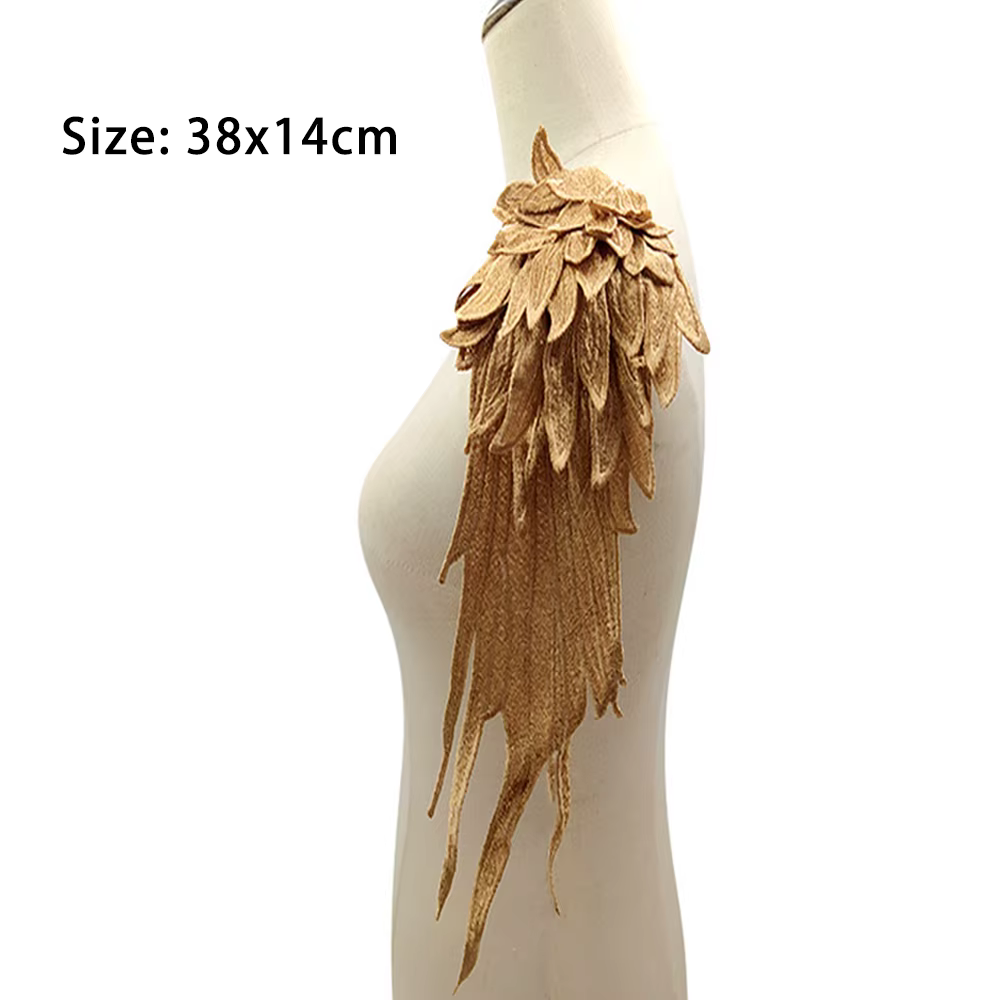 Patchs à motif d'aile pour vêtements, appliques en dentelle, couture sur robe de mariée, col de badg