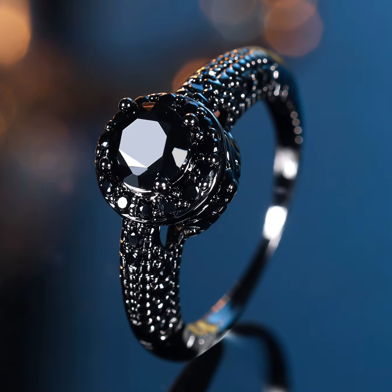 ChimCute-Bague ronde noire en pierre pour femme, bijoux de mariage vintage, document en or, mode fém