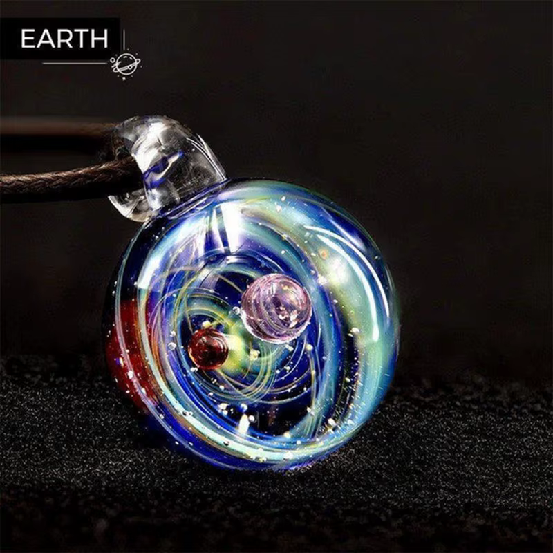 Collier univers artisanal pour hommes, ciel étoilé, élément cosmique, pendentif en verre, bijoux pou
