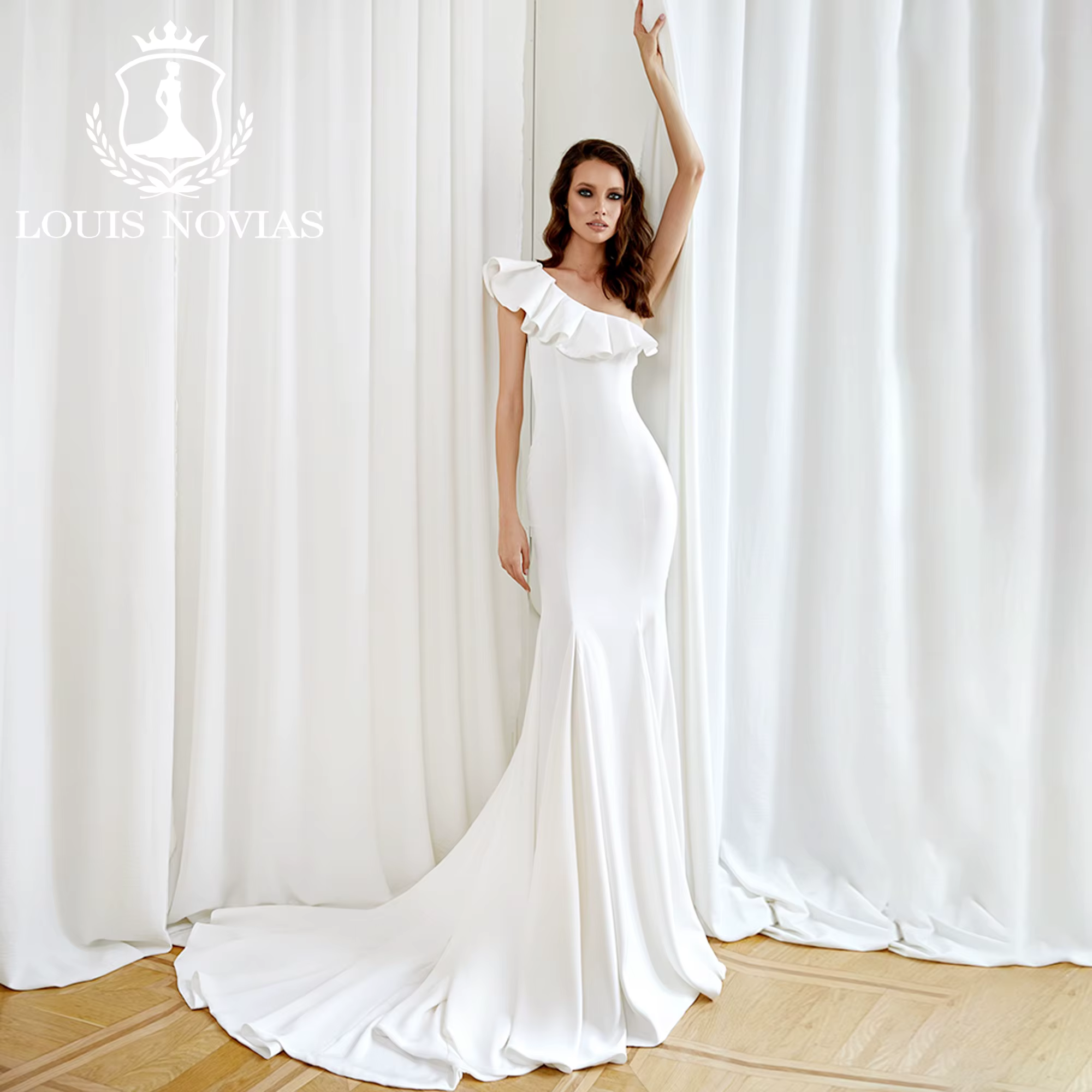 Modiis Navias-Robe de mariée sirène de haute qualité, volants gracieux, taille personnalisée, robe p