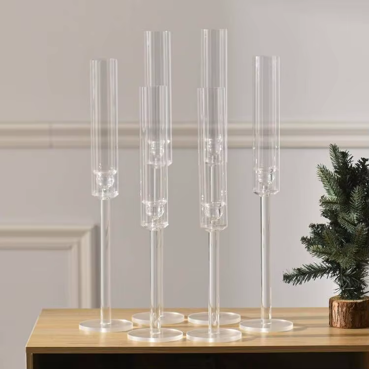 Ensemble de bougeoirs en acrylique transparent, 6/12/24/36/48 pièces, pour décor de centre de Table