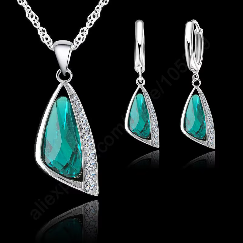 Ensembles de bijoux de mariage élégants pour femmes, argent regardé 925, boucles d'oreilles créoles 