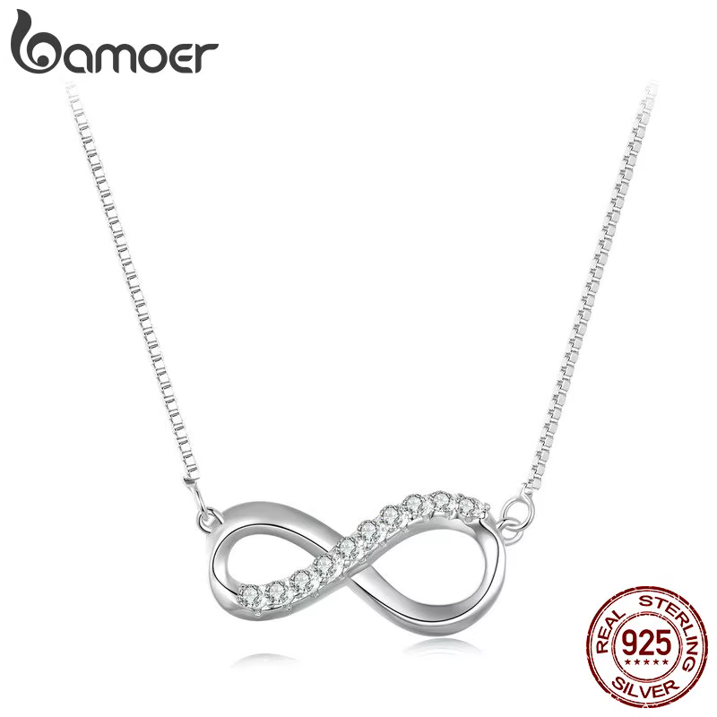 Bamoer – collier avec pendentif d'amour infini en argent Sterling 925, chaîne de cou en diamant de l