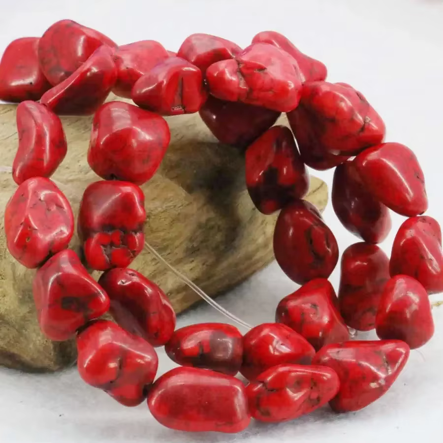 10-14mm accessoires rouge dinde Howlite calcédoine perles en vrac pierre semi-finie bricolage Howlit