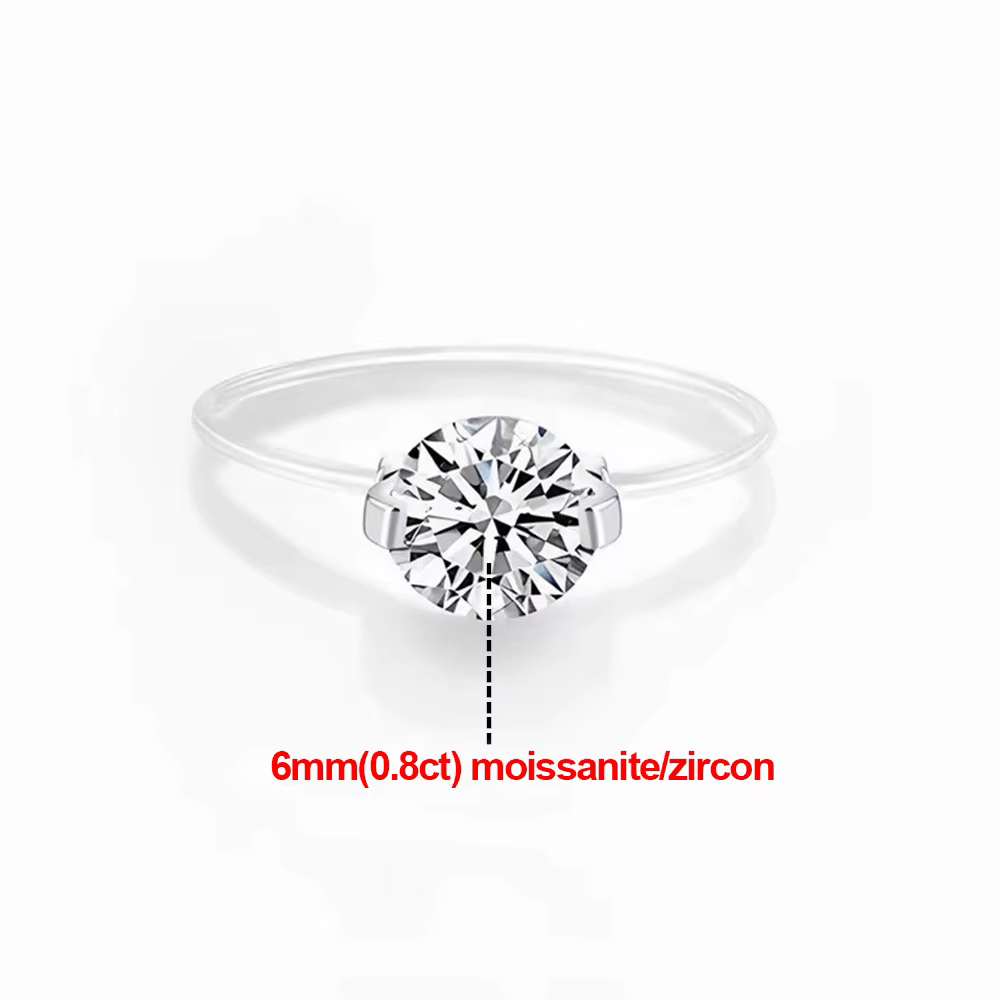 Bague Moissanite D VVS1 0.8-3CT pour femmes, diamant rond en argent Sterling 925, ligne de pêche tra