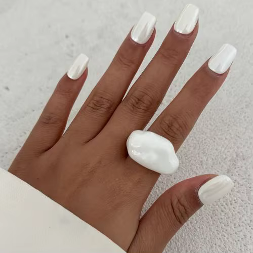 Bague en résine géométrique, noir et blanc, forme irrégulière, asymétrique, bijoux tendance pour fem
