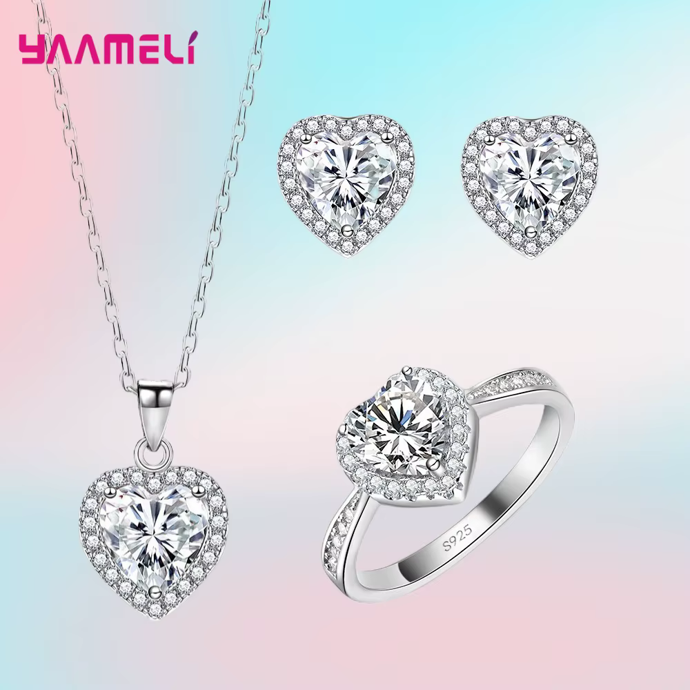 Ensemble de bijoux de luxe en argent Sterling 925, cadeau d'anniversaire romantique pour la saint-va