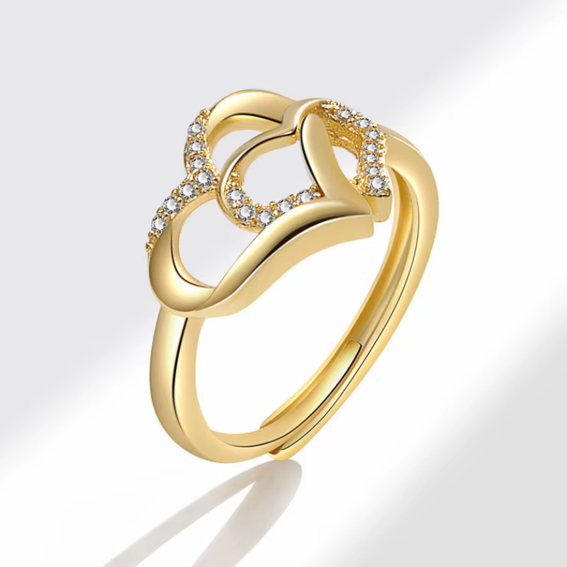 ANENJERY-Bague Double Amour Coeur Brcorporelle pour Femme, Bague Romantique Douce, Bijoux de Fiançai
