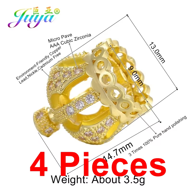 Juya-Perles de couronne plaquées or 18 carats pour femmes, pompons de fleurs, accessoires de capucho