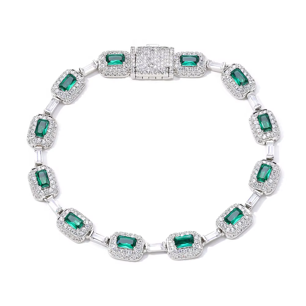 Collier de tennis en cristal vert pour dames, breloque incrustée, bijoux de couple, fiançailles, mar