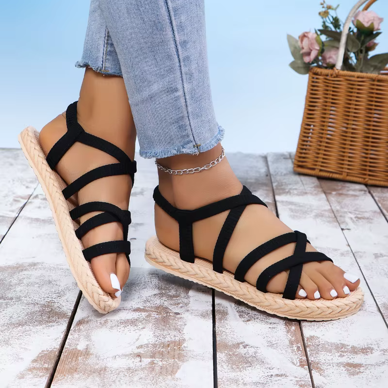 Sandales plates pour femmes, sandales à semelle souple, à la mode, antidérapantes, légères, décontra