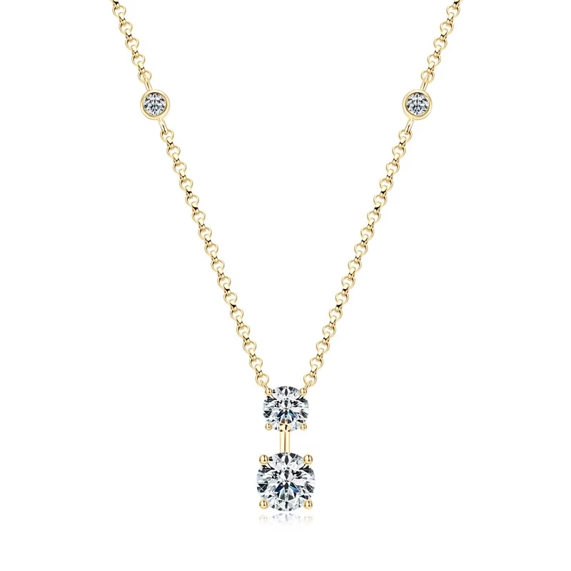 RAPRGOLD – colliers avec pendentif géométrique Moissanite rond pour femmes, chaînes en argent Sterli