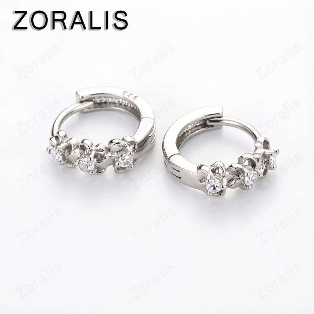 Boucles d'oreilles en or 18 carats en forme de petite fleur, avec zircon rond et cristal, élégantes 