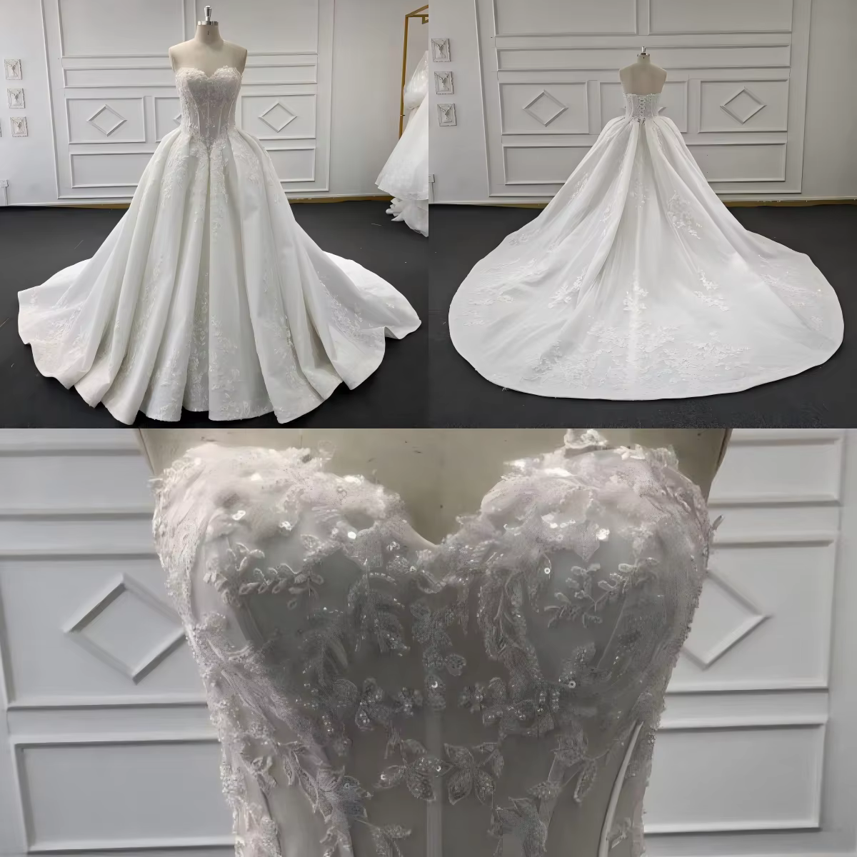 Eslieb-Robe de Mariée Blanche en Dentelle avec Perles Sexy, Décolmétrage en Cœur, Haute Qualité, 202