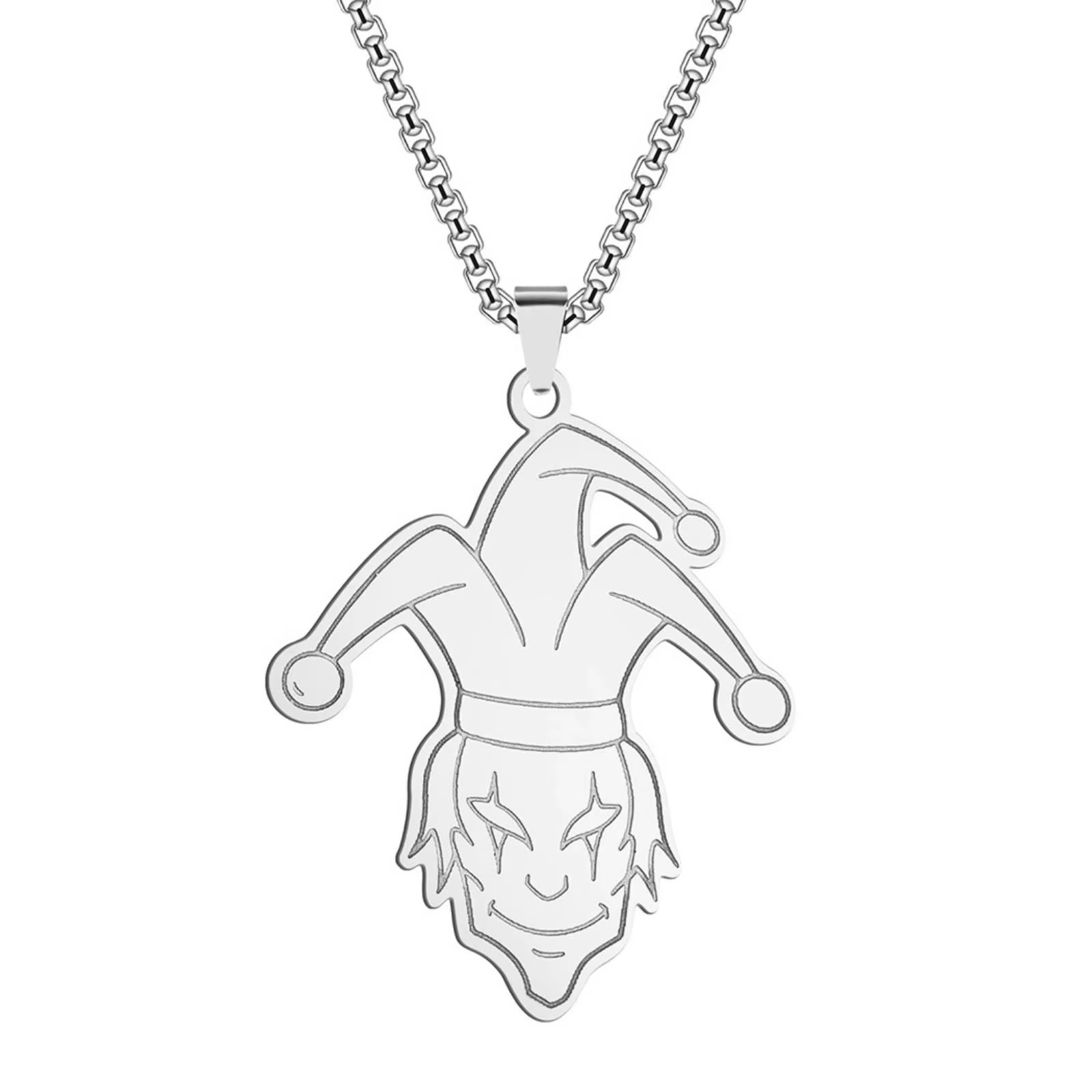 Collier pendentif Joker gothique pour femmes et hommes, bijoux esthétiques foncés en acier inoxydabl