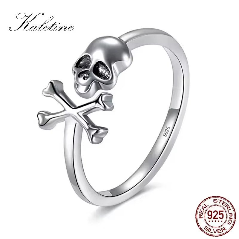KALETINE – bague squelette gothique en argent Sterling 925 pour femmes, bijoux Vintage oxydés en for