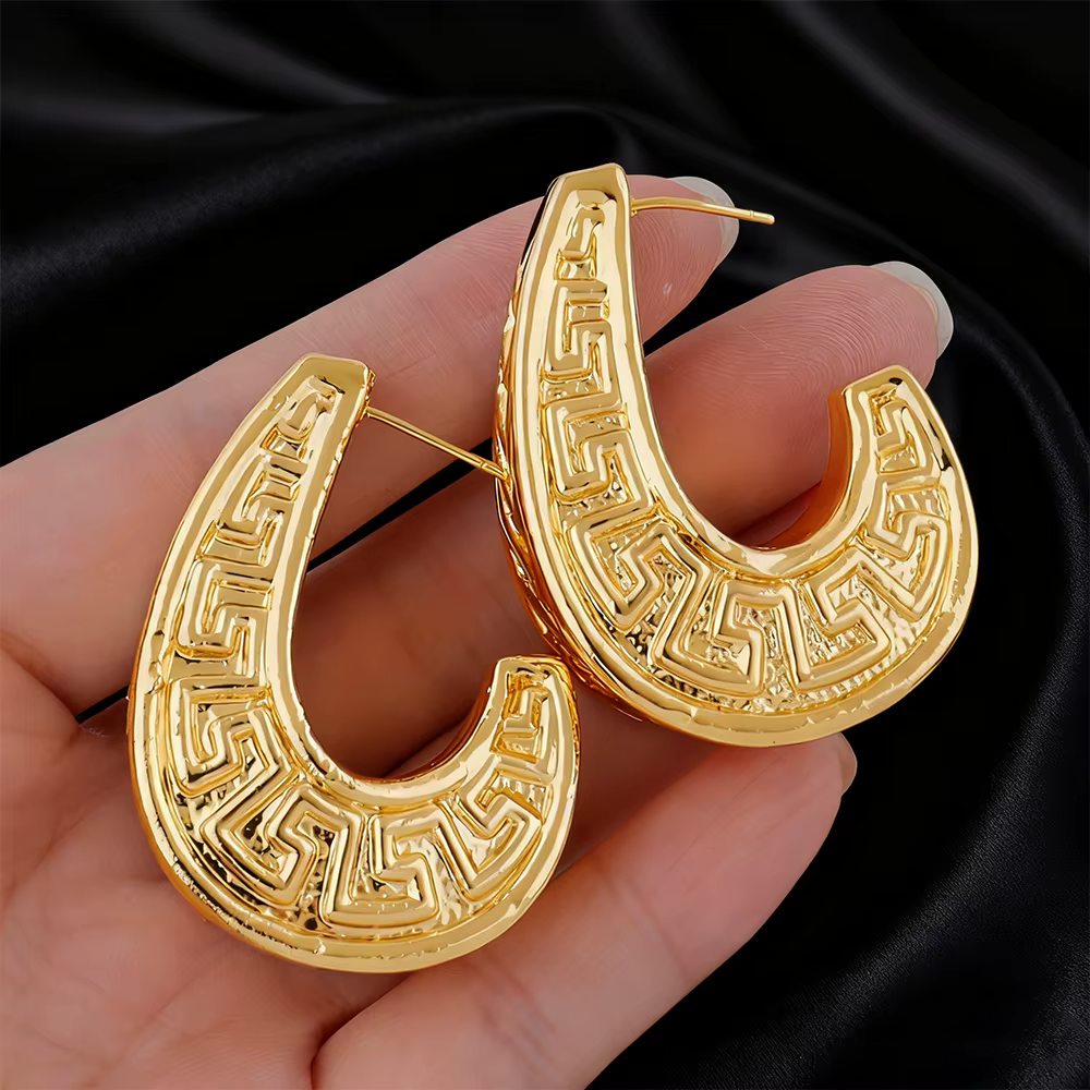 Boucles d'oreilles couleur or pour femmes, en laiton plaqué or 18 carats, style vintage, bijoux doré