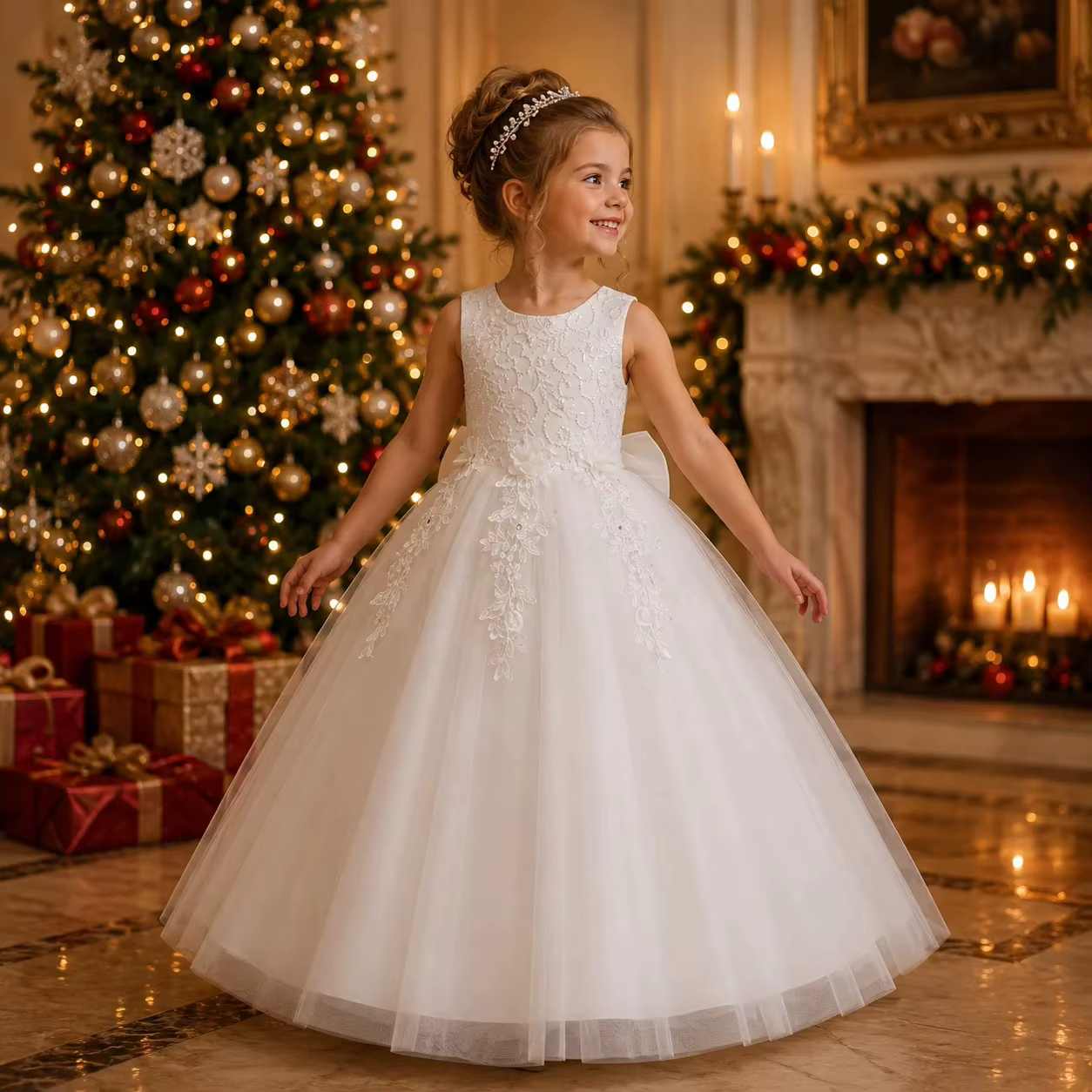 Nouvelle robe élégante pour fille, en tulle et dentelle, robe de soirée, robe de demoiselle d'honneu