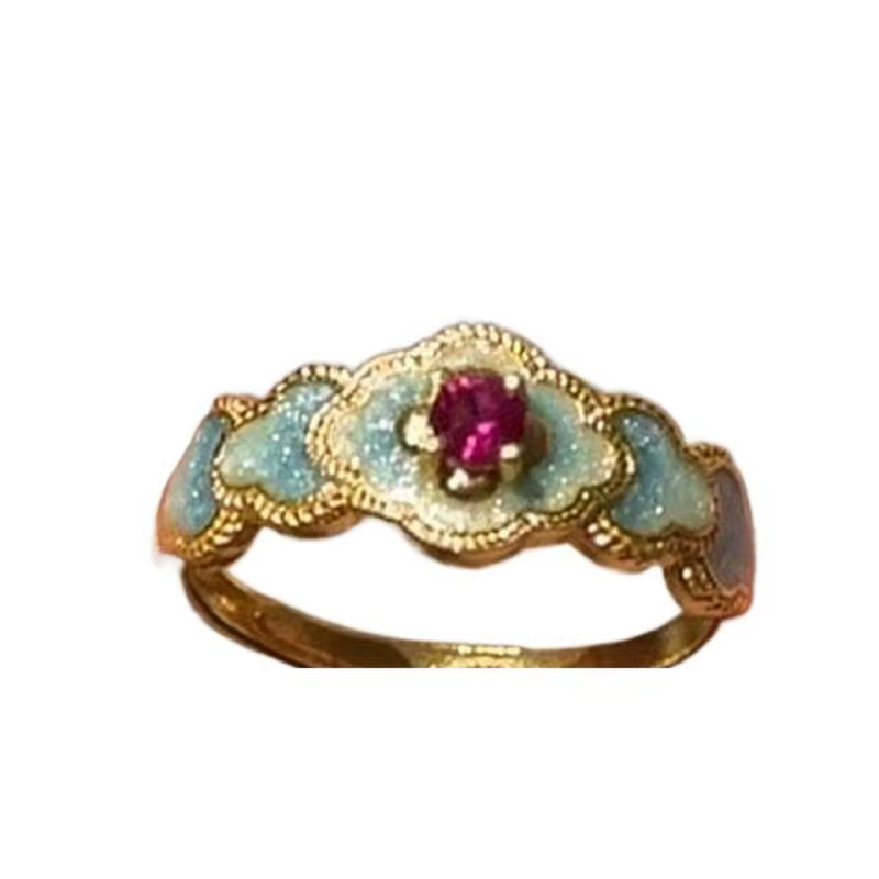 Bague classique Vintage style palais, nuage de bon augure, rubis, bagues légères de luxe exquises po