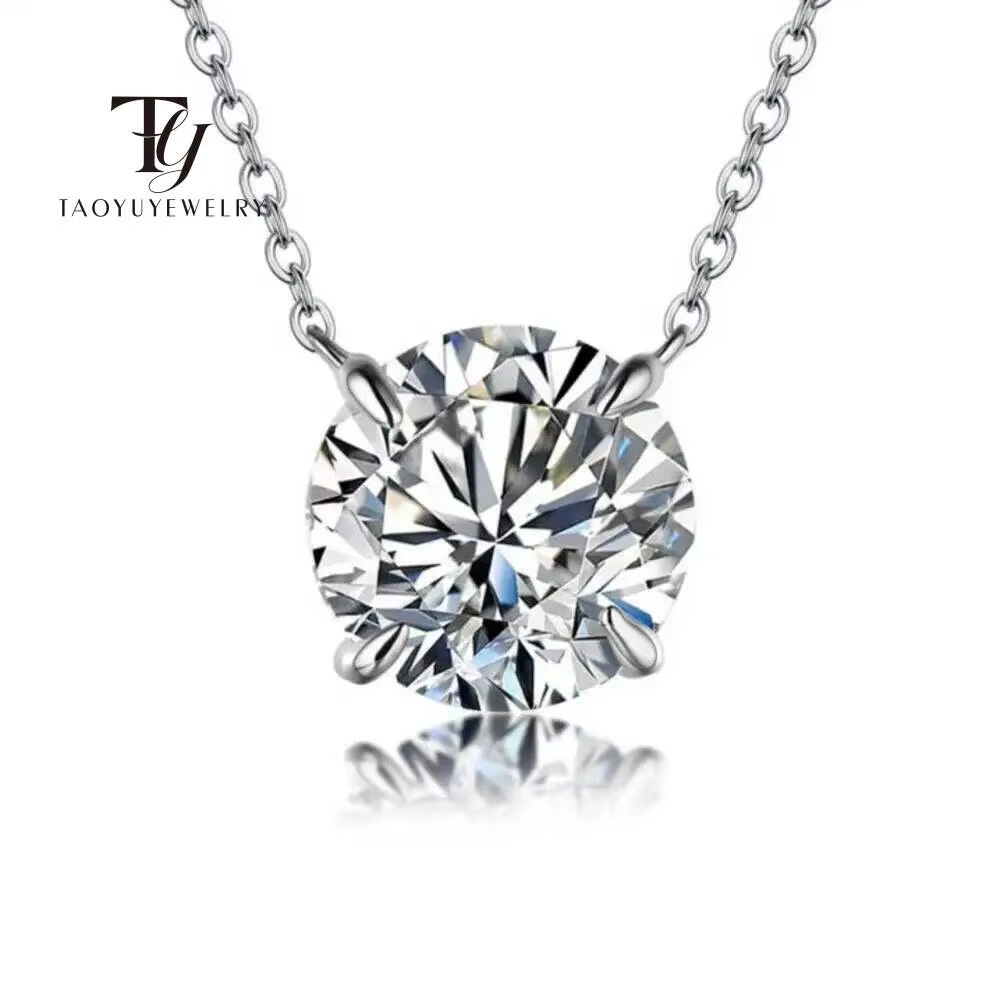 Moissanite Dia 6.5mm 0.5-5CT femme pendentif argent collier pour femmes chaînes fête mariée bijoux f