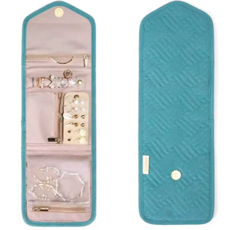 Rouleau de bijoux pliable – Sac de rangement pratique, pochette de rangement pour bijoux et cosmétiq