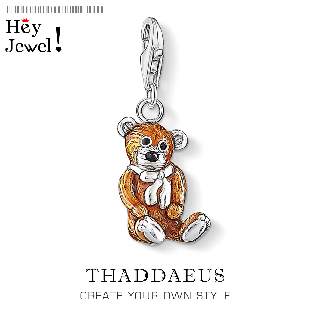 Breloques en argent Sterling 925 pour femmes, ours en peluche, Animal mignon, perles européennes, bi