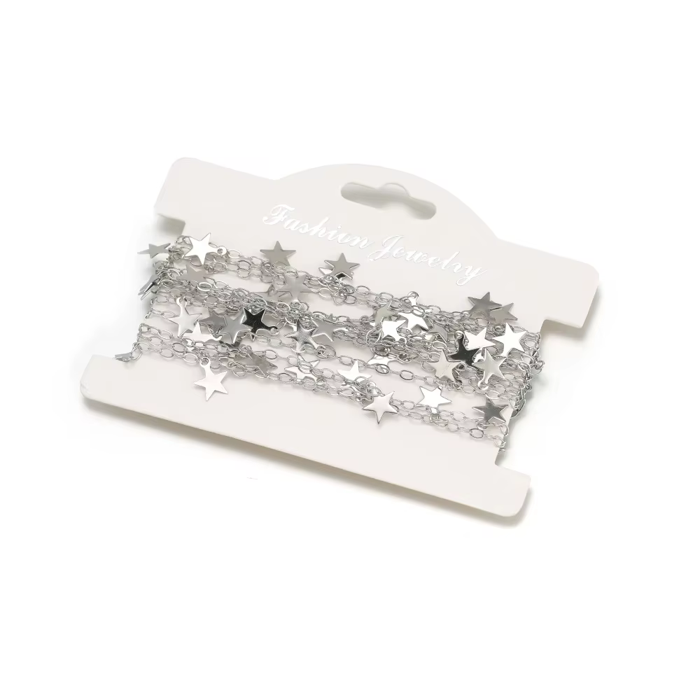 Chaînes étoile lune en acier inoxydable, 1 mètre, 8mm, couleur or, pour bricolage, fabrication de bi