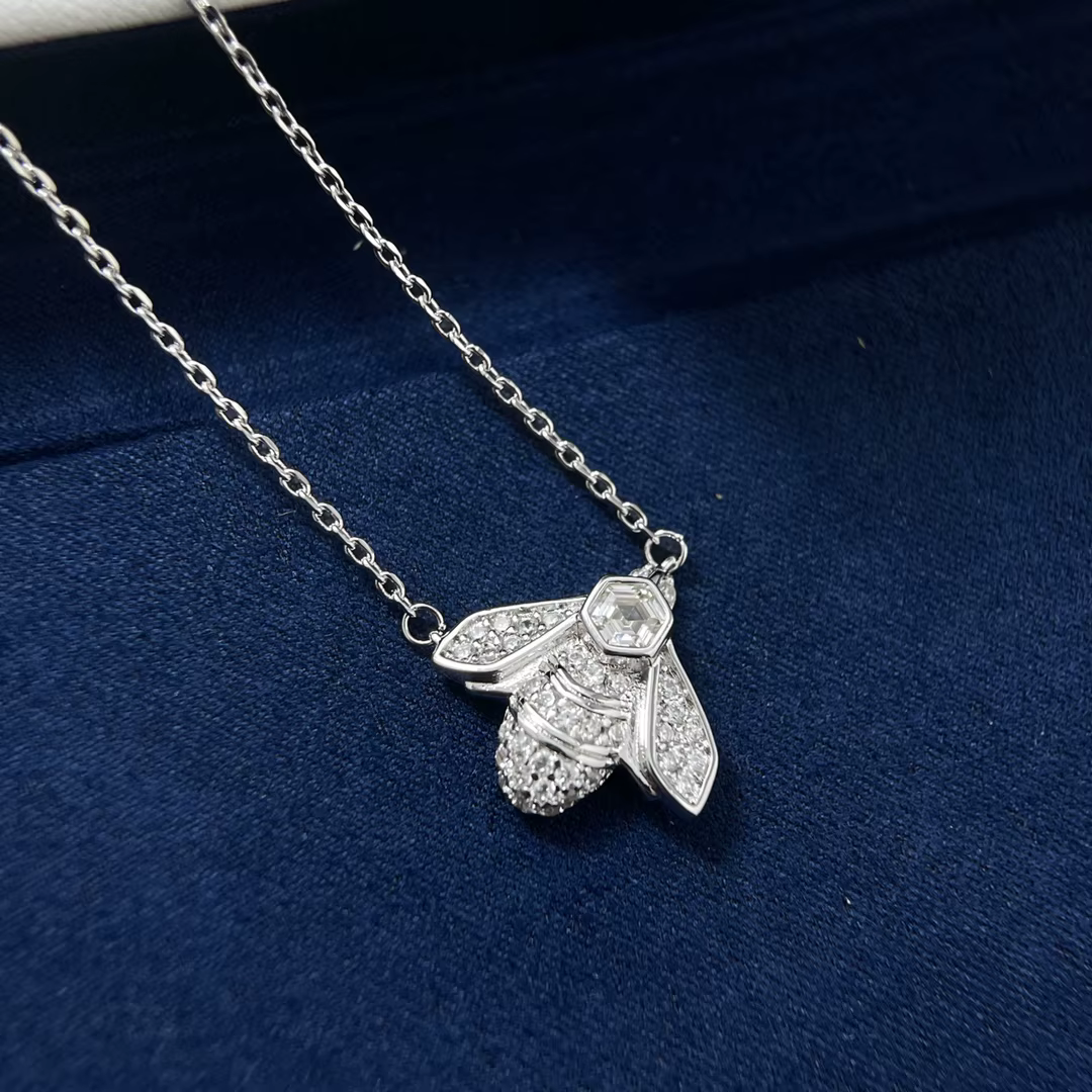 Collier pour femme en or plaqué 18 carats, nouveau modèle tendance, avec abeille entièrement sertie 
