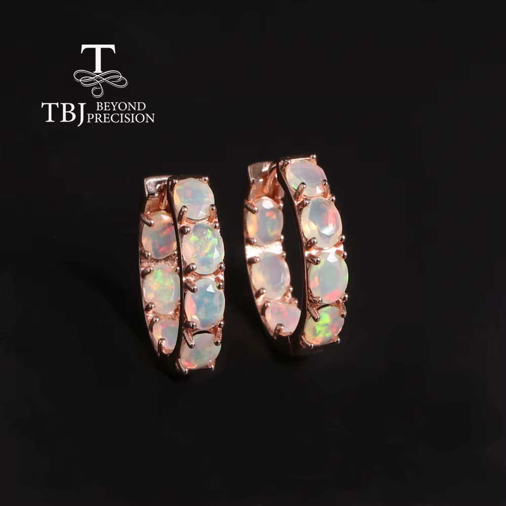 Boucles d'oreilles en argent S925 avec opale naturelle pour femme, bijoux fins, classique, design ma