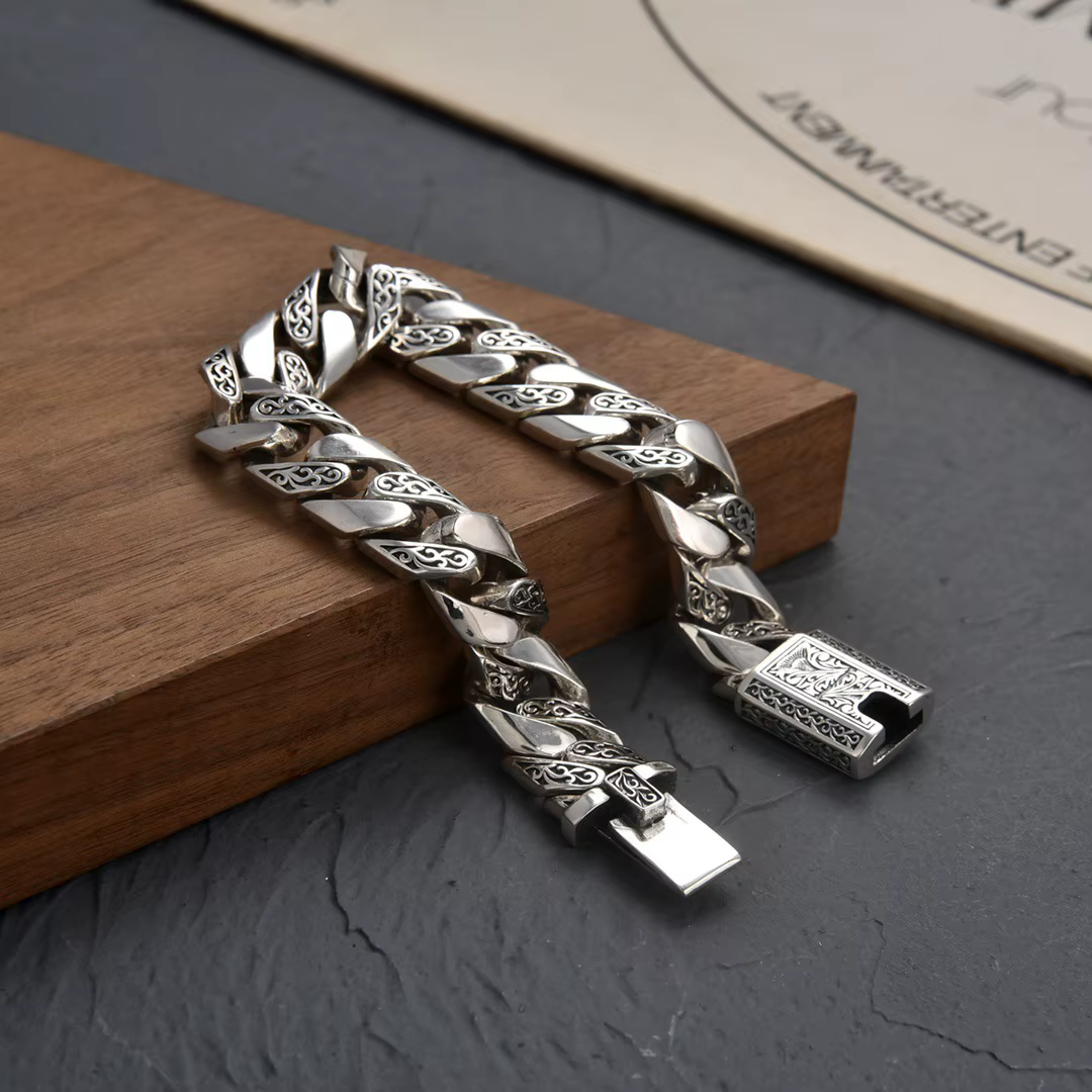 Guirlande de vigne intemporelle en argent Sterling S925, boucle rétro Punk, bijoux de réservoir, cad