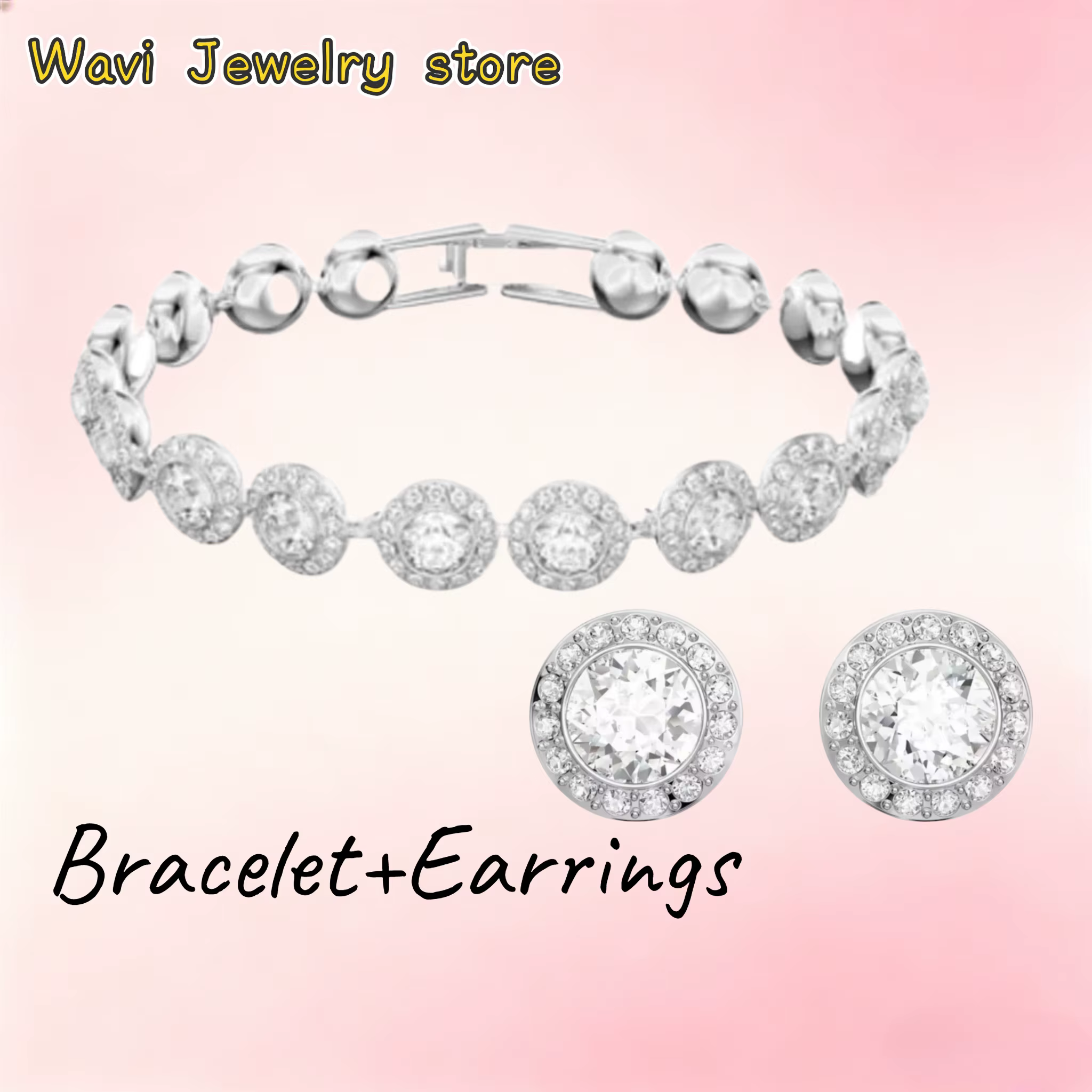 Nouvelle collection 2026 : Parure de bijoux de luxe en cristal (collier, boucles d'oreilles, bracele