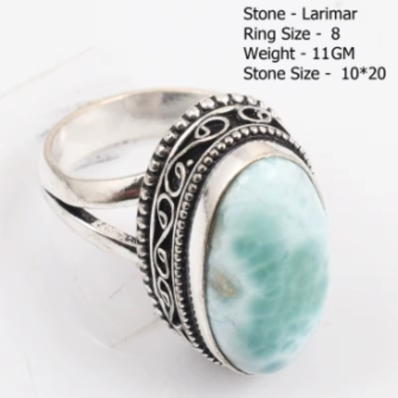 Bague en larimar véritable pour femme, cadeau