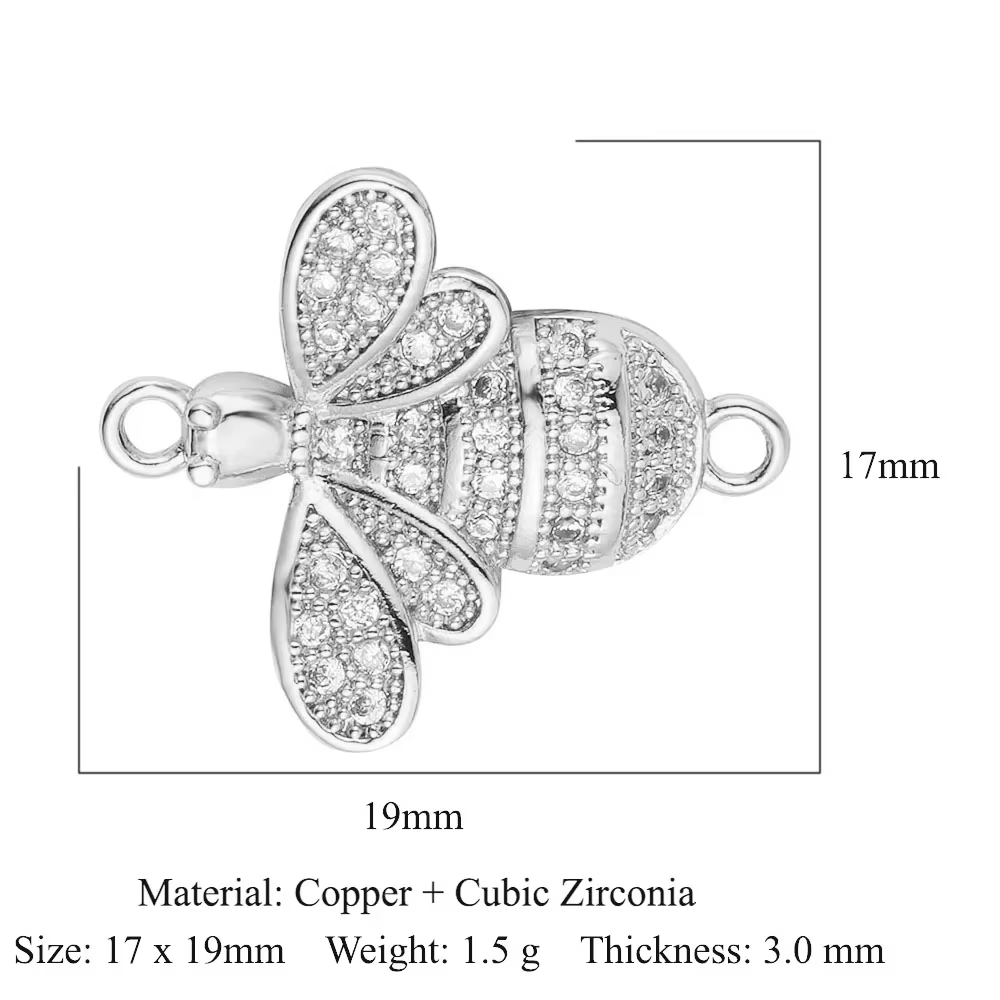 Bracelet en laiton avec connecteur CZ, couronne, cœur, nœud papillon, papillon, corse, équation d'an