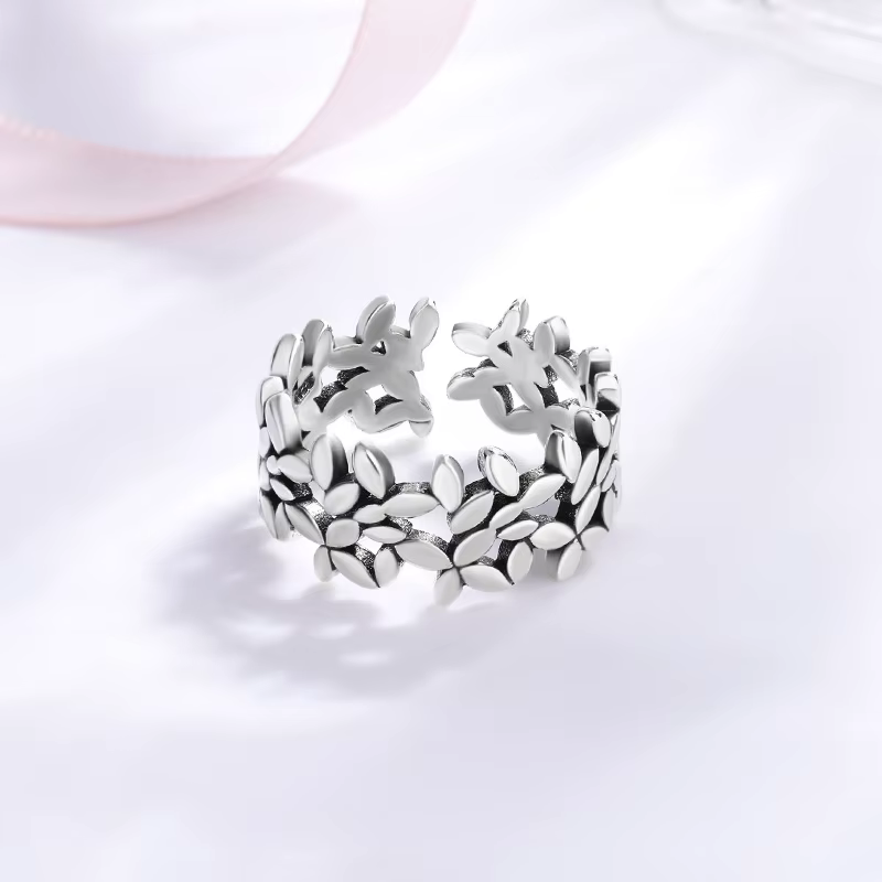 Bague en argent sterling 925 avec motif de petite feuille pour femme, bijoux de luxe pour fiançaille