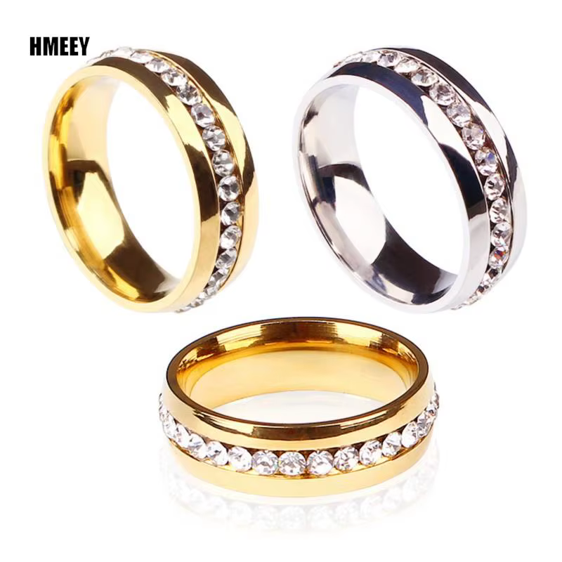HMEEY nouveaux anneaux minces minimalistes pour les femmes de mariage brillant Zircon cubique de hau