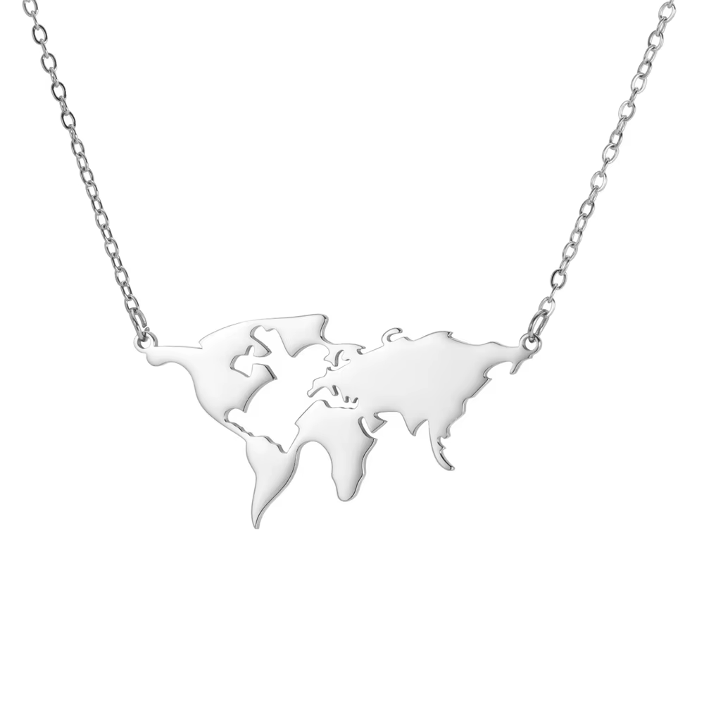 EUEAVAN Collier pendentif globe terrestre pour femme en acier inoxydable, cadeau de bijoux pour les 
