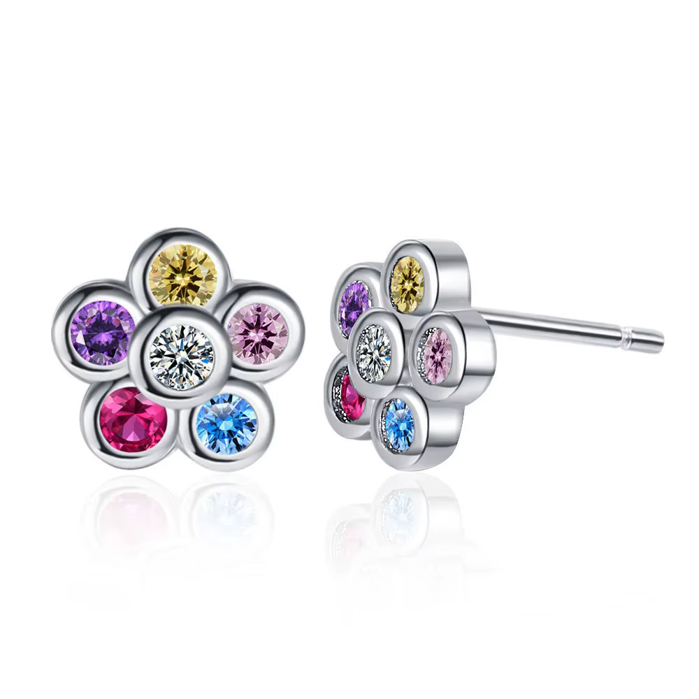 Boucles d'oreilles en argent Sterling 925 avec zircon arc-en-ciel pour femmes, bijoux de créateur él