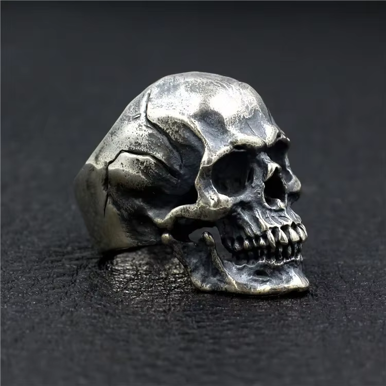 RapDuty-Bague tête de mort punk pour homme, bijoux en argent regardé 925, moto, vélo, bande de doigt