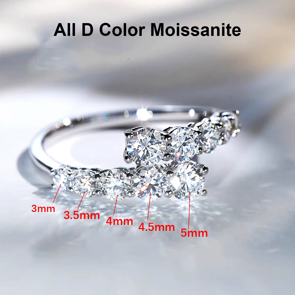 BXINY – bague ouverte en Moissanite, en argent Sterling 925, certifié GRA, diamant de laboratoire po