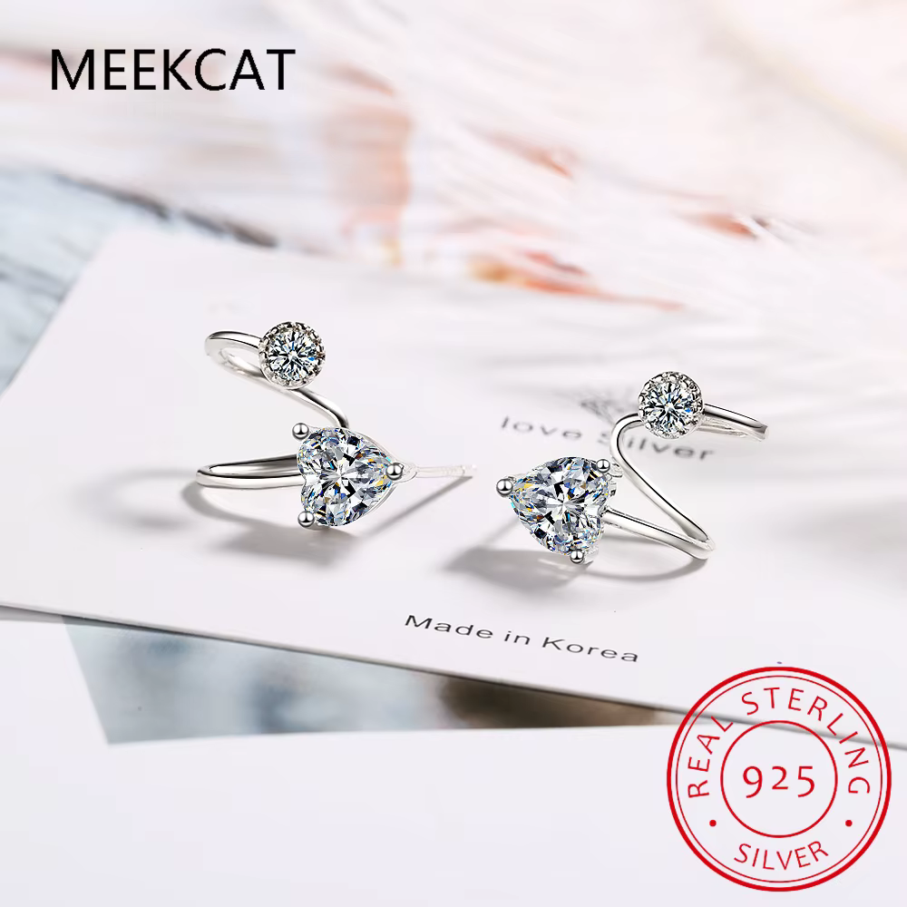 Boucles d'oreilles manchette pour femmes, en argent Sterling 925, 0,6 cttw, coupe poire, Moissanite,