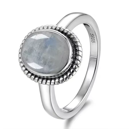 Bijoux en argent, anneaux simples en œil de tigre ovale 8x10MM, anneaux vintage en rhodochrosite, ca