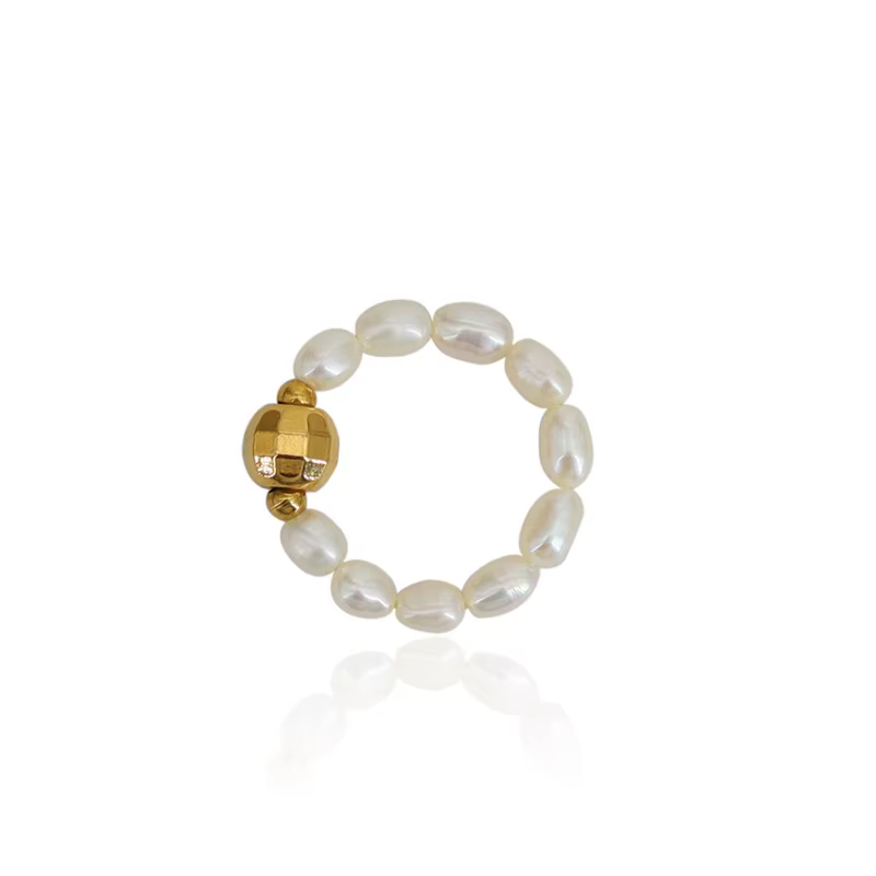 Amaiyllis-Bague réglable en perles d'eau douce naturelles pour femme, bijoux baroques, index