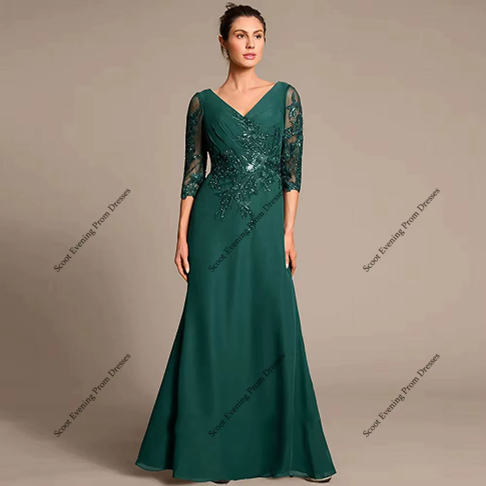 Robes mère De mariée modernes avec mousseline De soie, demi manches, robes De soirée De mariage pour