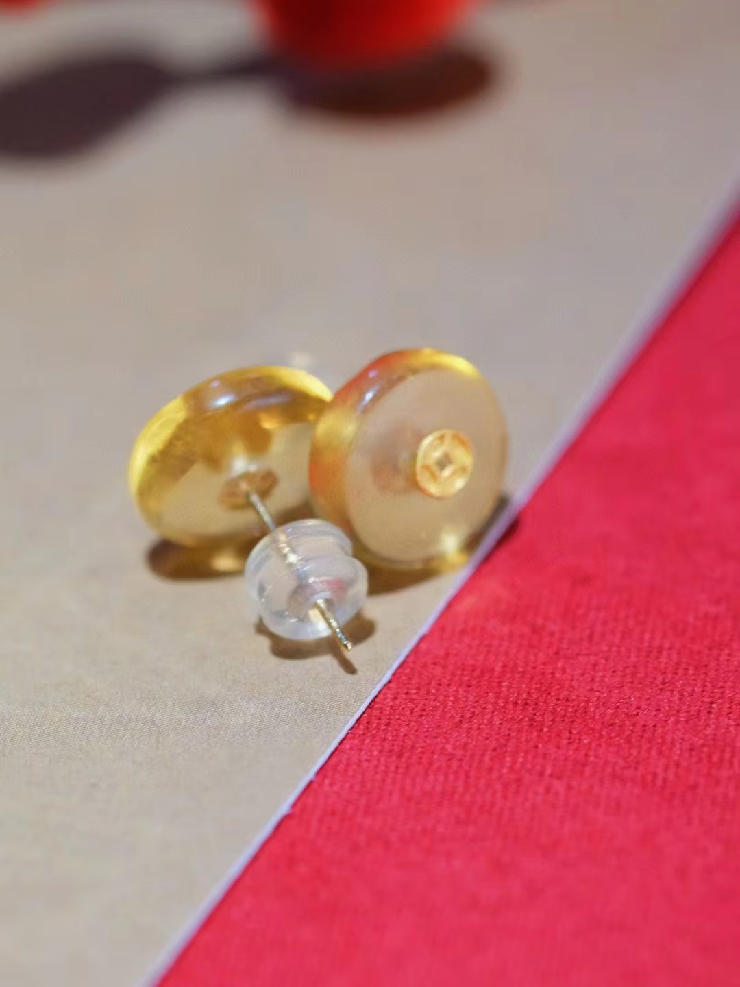 Cloche d'oreille ronde en Citrine naturelle, or massif 18K, pour augmenter la richesse, la bénédicti