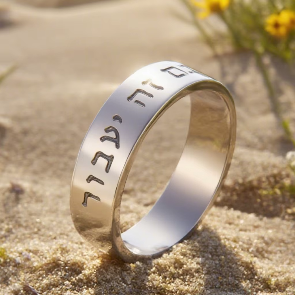 Dawapara – bague avec lettre hébreu, ce aussi passe-partout, verset de la Bible, bague de bénédictio