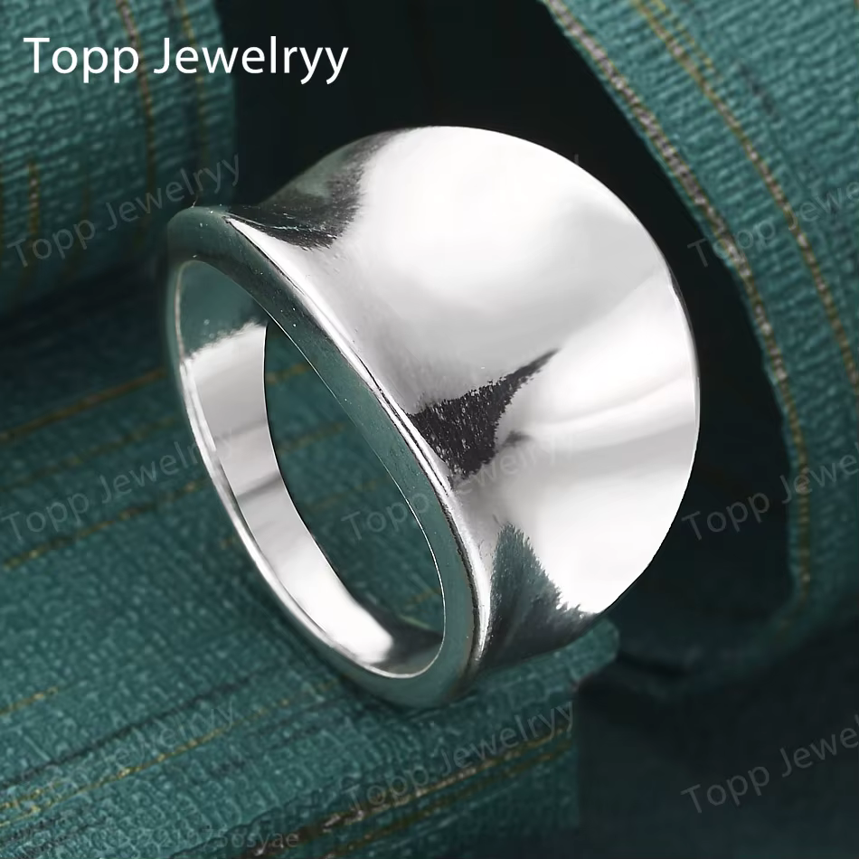 Nouvelle bague ronde brillante en argent sterling 925, grande taille, pour hommes et femmes, bijoux 