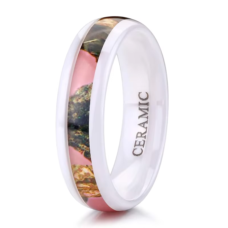Kolmnsta – bague en céramique noir et blanc, avec peinture de couleur, bague de mariage avec placage